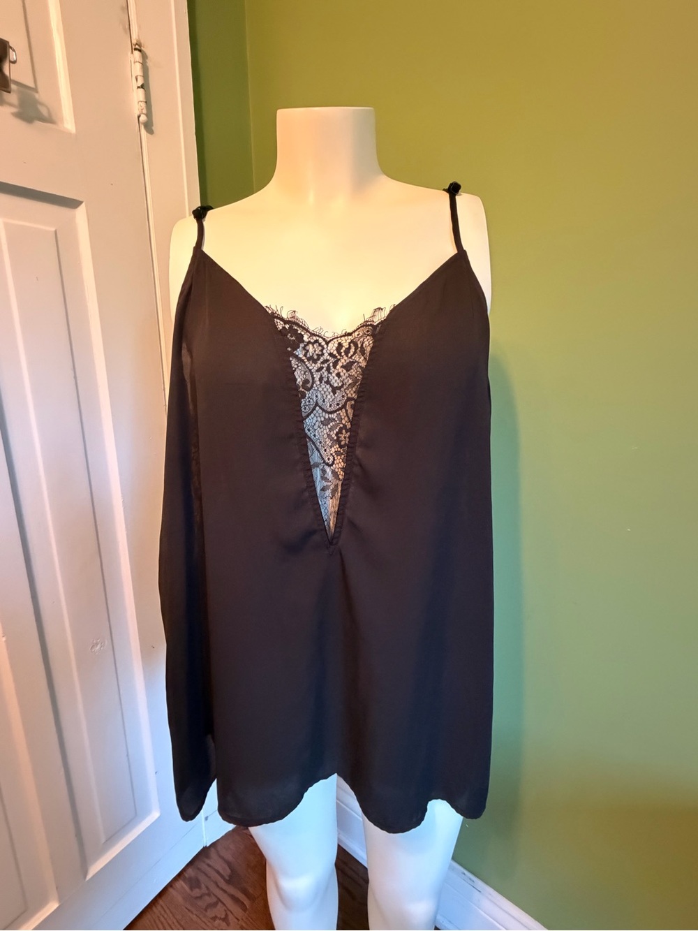 torrid Black Lace-Inset Satin Cami